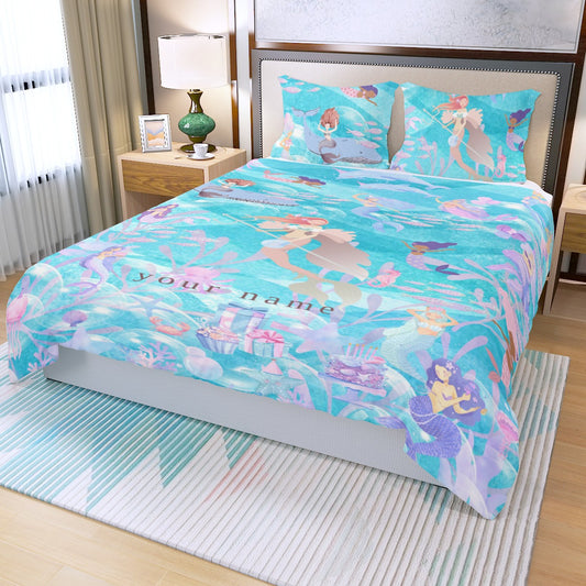 Mermaid Queen Three Piece Duvet Cover Set