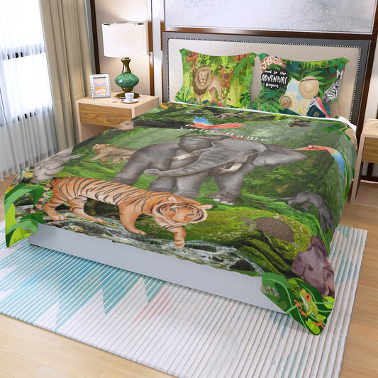 Safari Jungle Three Piece Duvet Cover Set